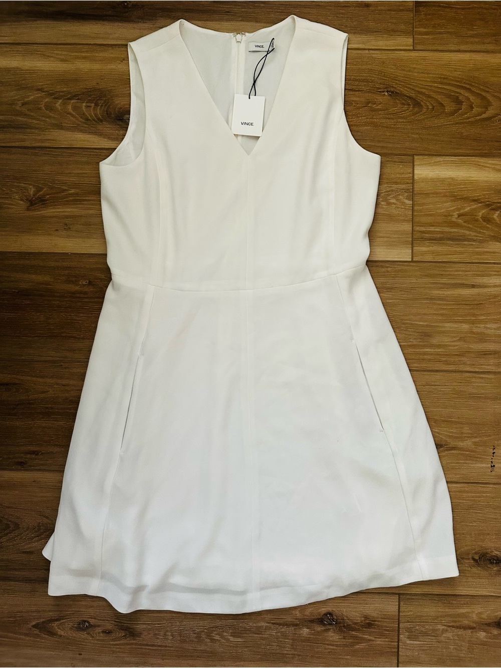 Vince. White Fit & Flare Dress 14 MWT